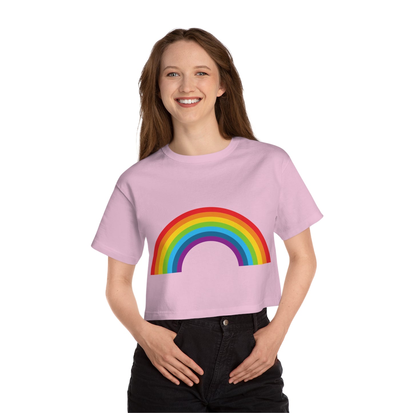 Nostalgic Brand "80's Rainbow" Champion Women's Heritage Cropped T-Shirt