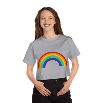 Nostalgic Brand "80's Rainbow" Champion Women's Heritage Cropped T-Shirt