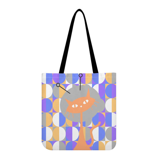 A durable Retro Cat All-Over Print Cloth Tote Bag with a cat on it, made from a polyester-cotton blend by Koda & Khloe.