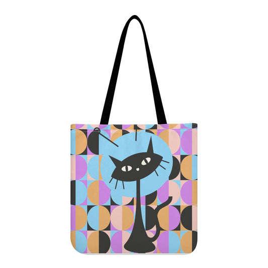 Retro Black Cat All-Over Print Cloth Tote Bag