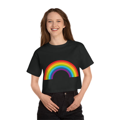 Nostalgic Brand "80's Rainbow" Champion Women's Heritage Cropped T-Shirt