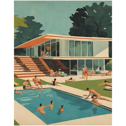 Mid-Century Modern "Pool Day" Canvas Posters