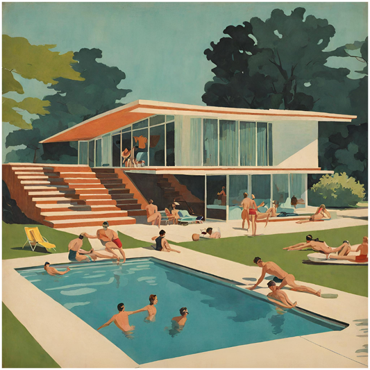 Mid-Century Modern "Pool Day" Canvas Posters