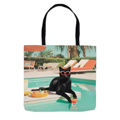 Black Cat Pool Vibe Tote Bag